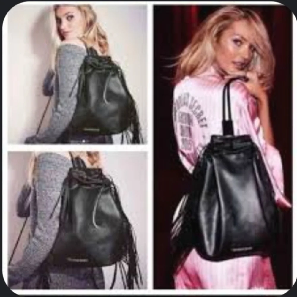 Victoria's Secret Black Fringe Backpack New.